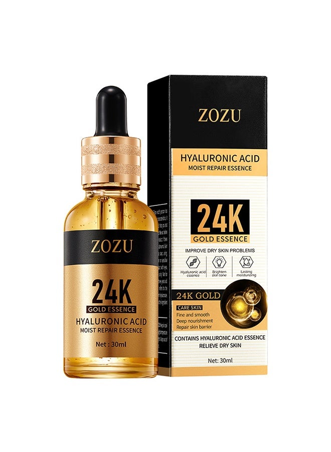 Zozu 24k Gold Essence,Serum for Face, Peptide Serum for Face, Hyaluronic Acid, Moisturizing Hyaluronic Acid, Anti-Aging Face Serums with Hyaluronic Acid, for Dark Spots & Fine Lines, for Women's Skin Care (30 ml) - Image 1